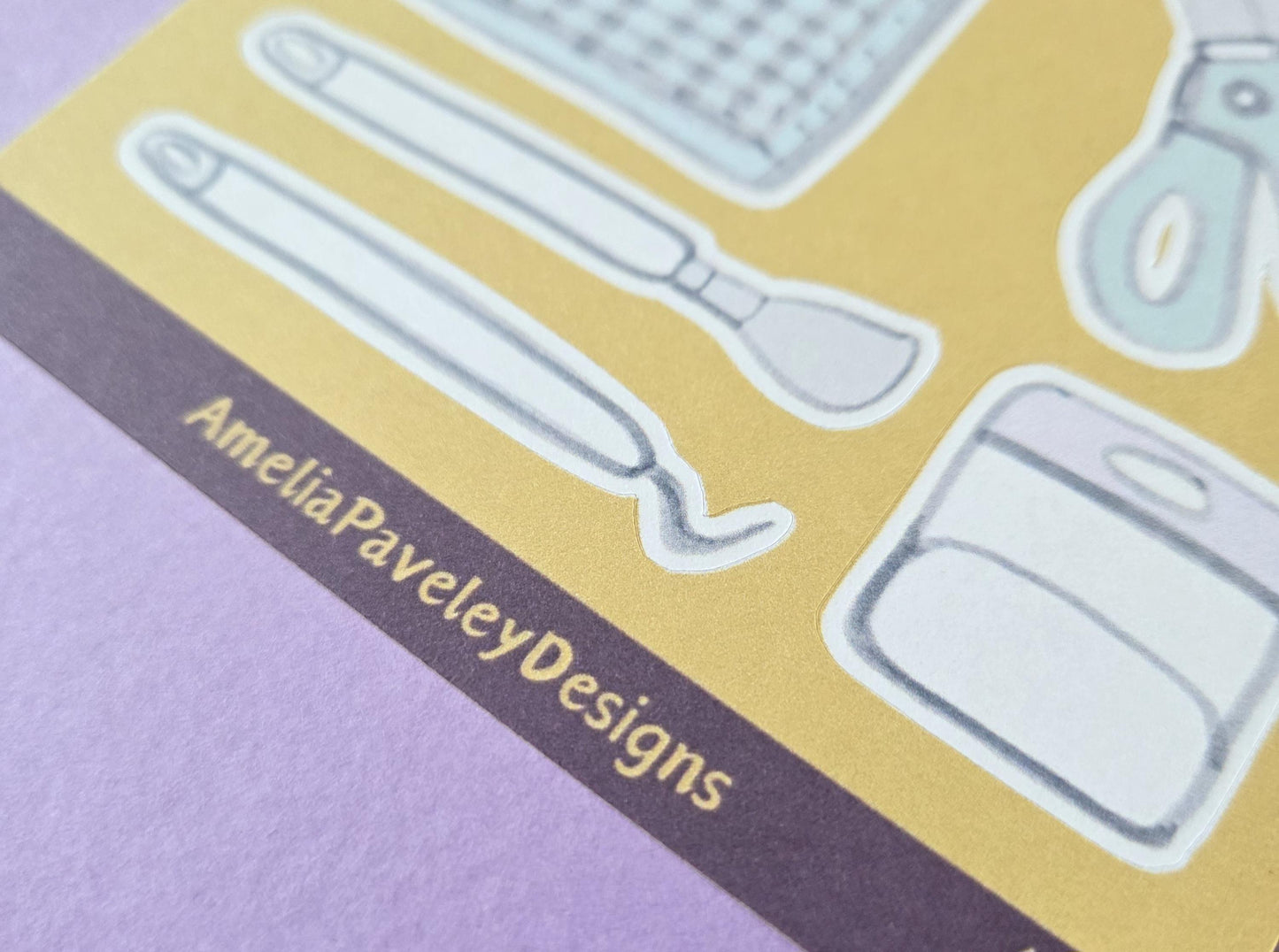 Cute Hand Drawn Cricut Tools Stickers - Craft Lover Sticker Sheet, Junk Journal Supplies, Scrapbook & Planner Stickers for Crafters