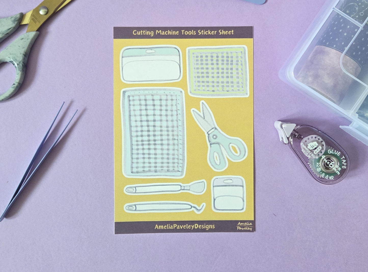Cute Hand Drawn Cricut Tools Stickers - Craft Lover Sticker Sheet, Junk Journal Supplies, Scrapbook & Planner Stickers for Crafters