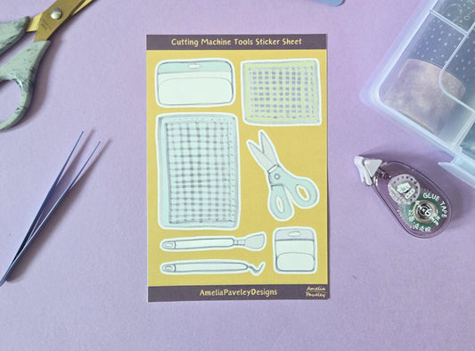 Cute Hand Drawn Cricut Tools Stickers - Craft Lover Sticker Sheet, Junk Journal Supplies, Scrapbook & Planner Stickers for Crafters