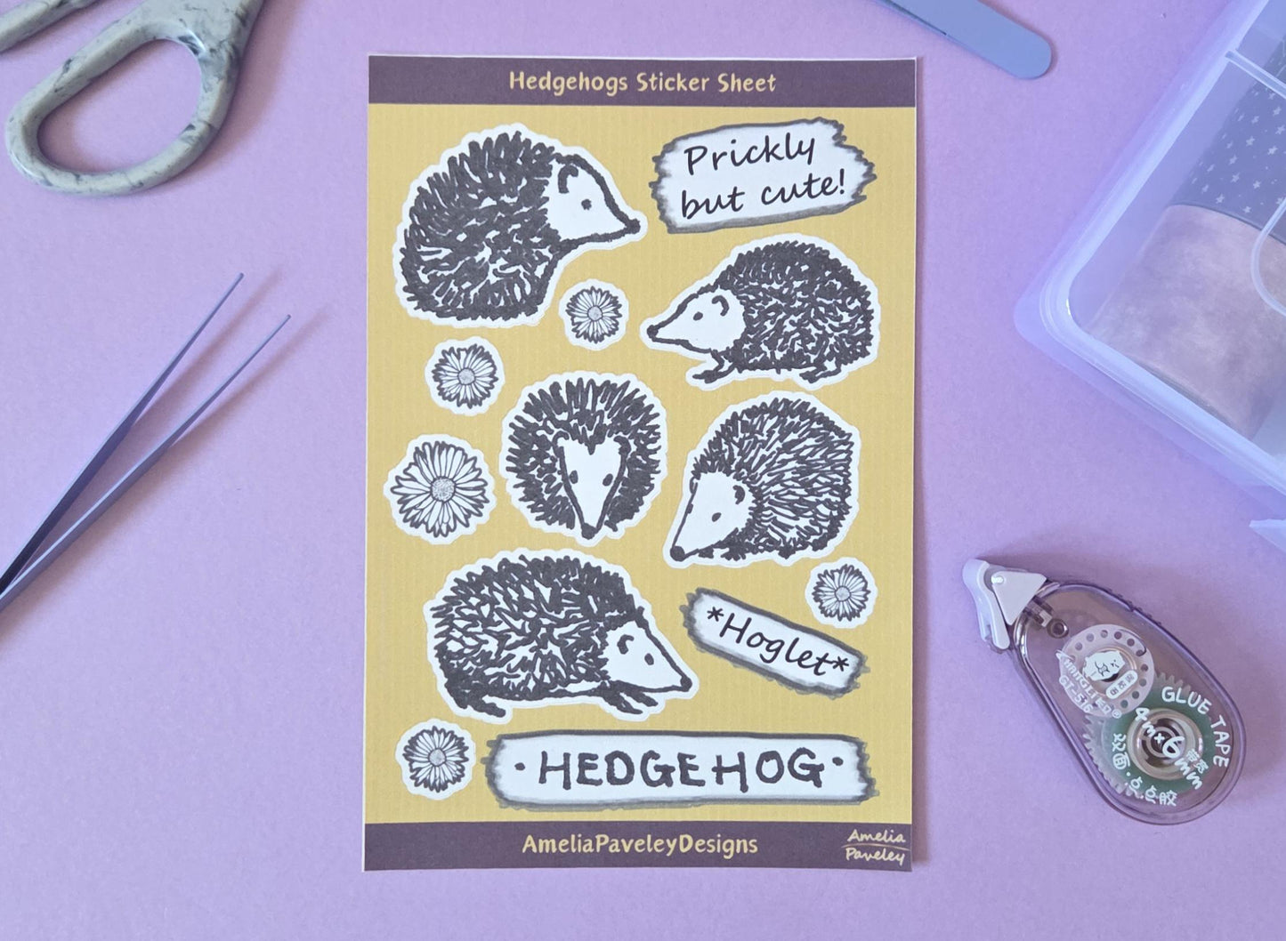 Cute Woodland Hedgehog Sticker Sheet