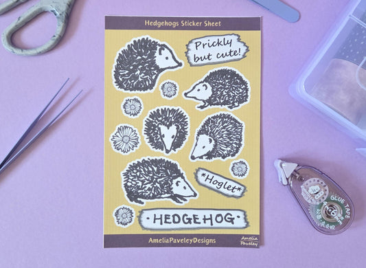 Cute Woodland Hedgehog Sticker Sheet