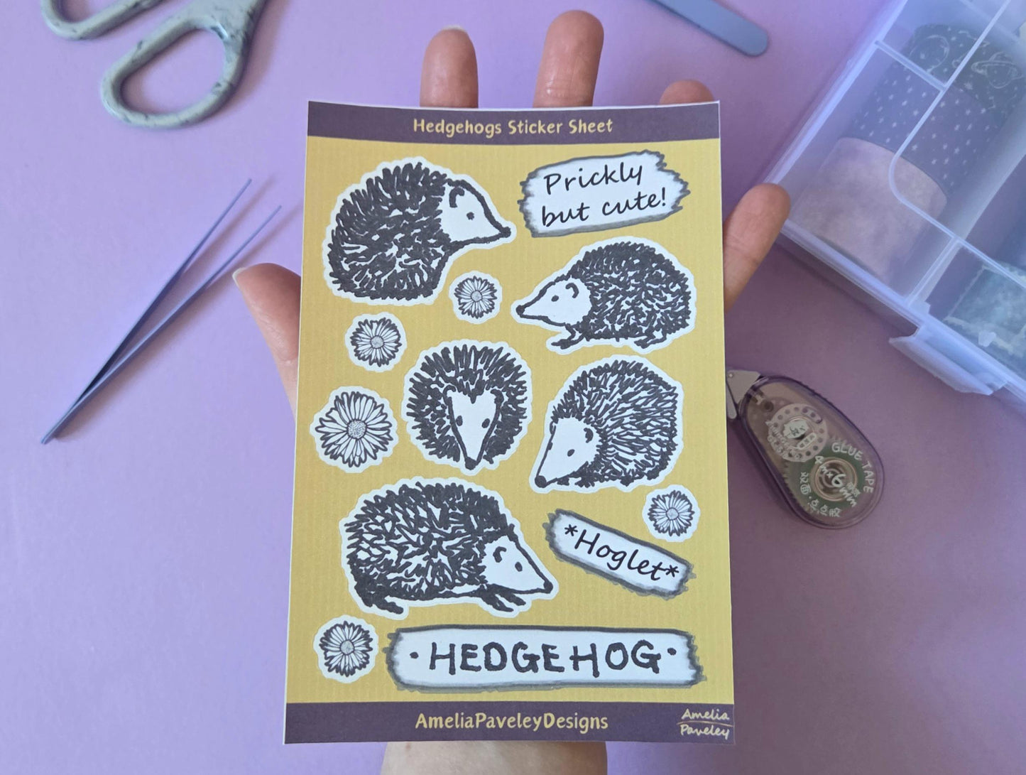 Cute Woodland Hedgehog Sticker Sheet