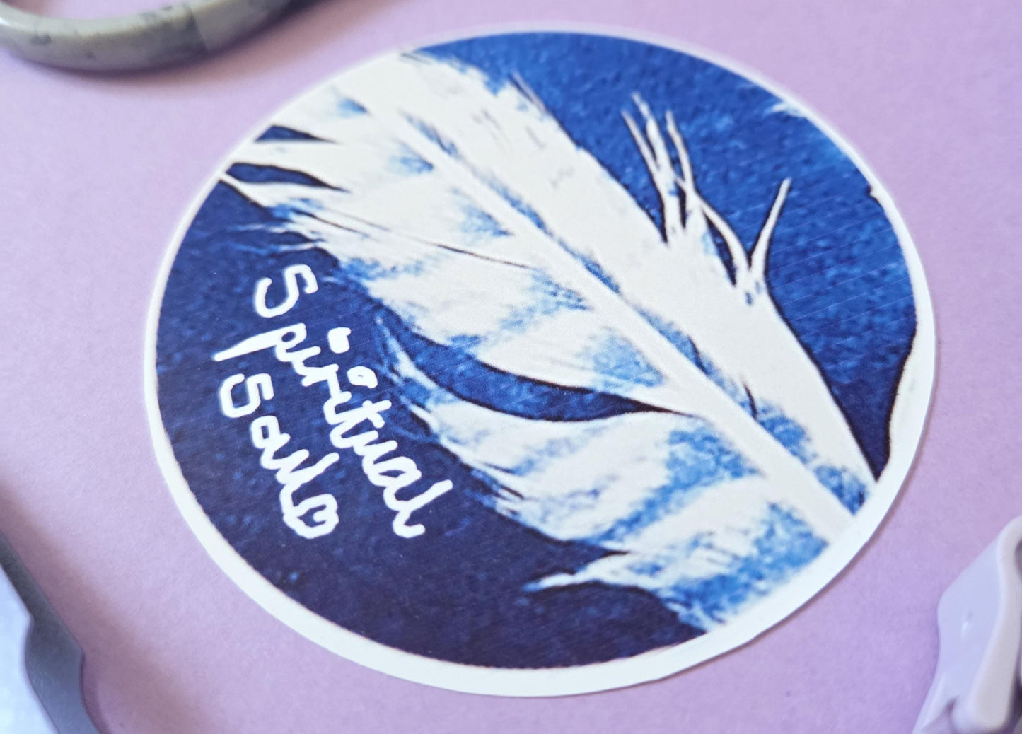 Spiritual Feather Die Cut Sticker – Blue Angel Wing Vinyl Decal for Journals, Laptops, Water Bottles, Mystical Boho Sticker, Junk Journaling