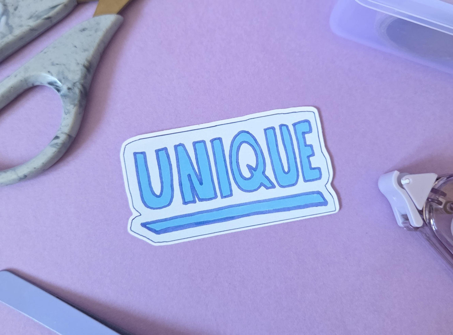 Unique Die Cut Sticker – Self Expression Vinyl Sticker, Blue Aesthetic Word Decal, Laptop & Journal Sticker, Positive Affirmation Gift