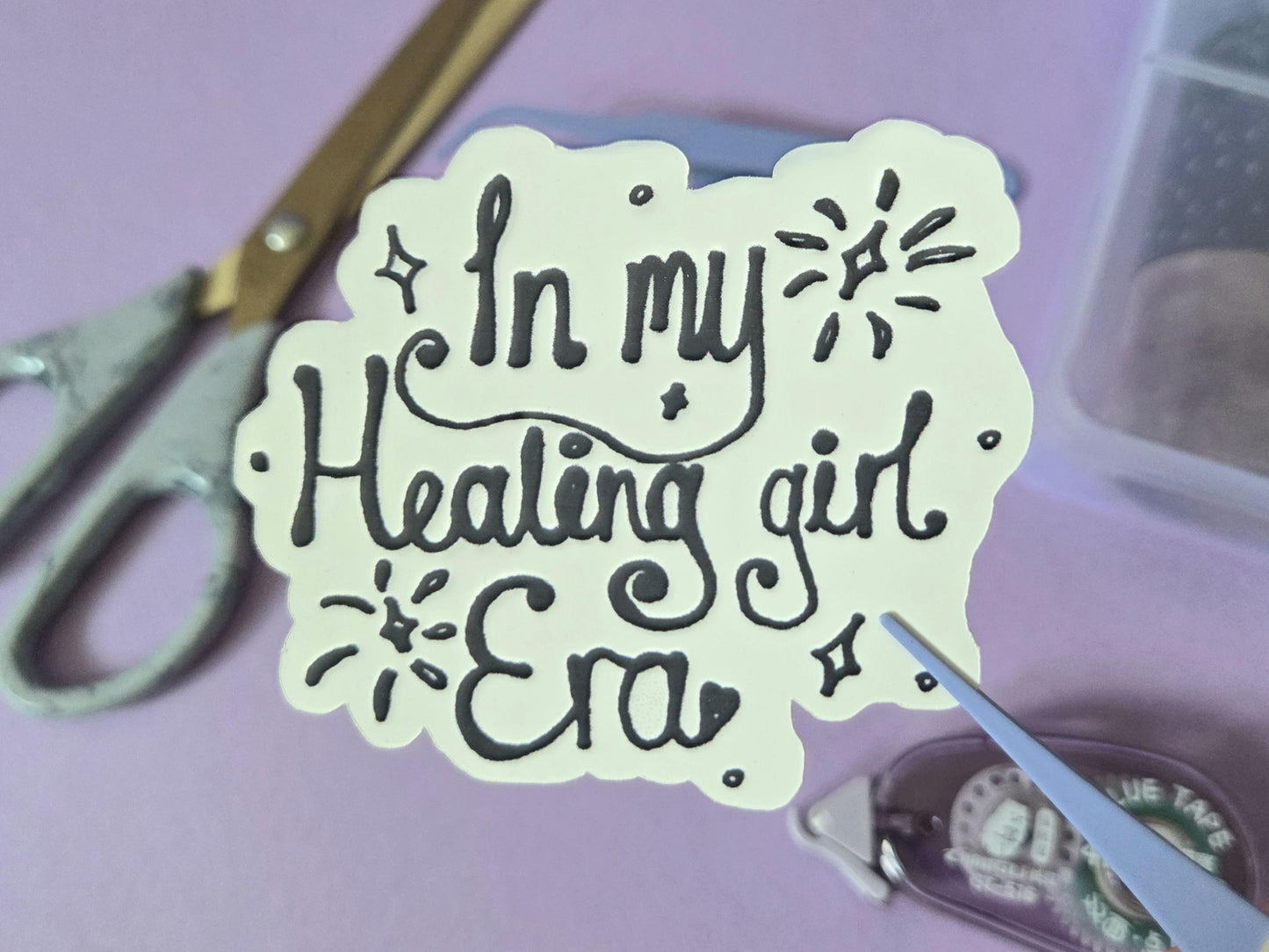 Healing Girl Era Sticker – Motivational Die Cut Vinyl Sticker for Mental Health, Self Love, Journaling, Positive Affirmation