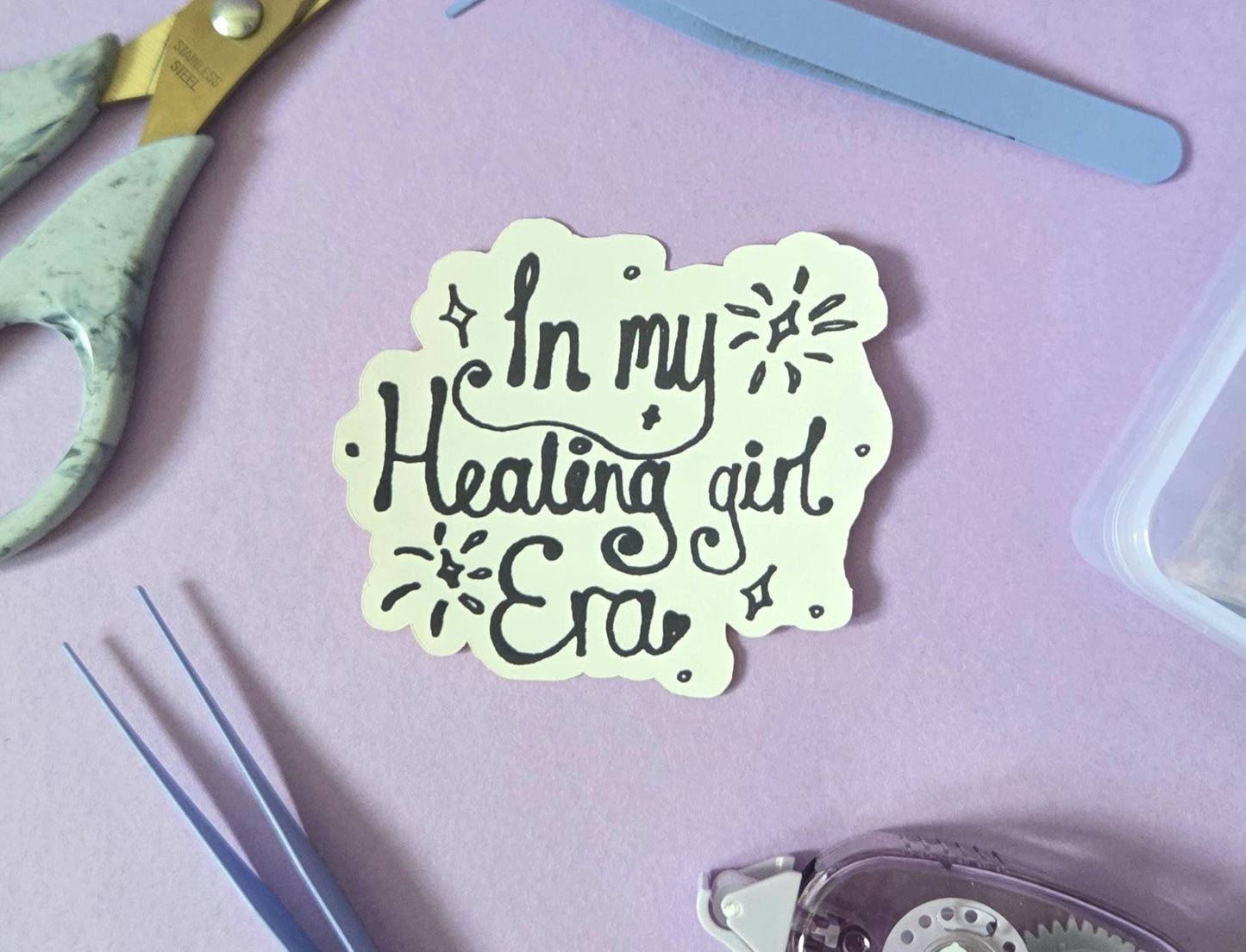 Healing Girl Era Sticker – Motivational Die Cut Vinyl Sticker for Mental Health, Self Love, Journaling, Positive Affirmation