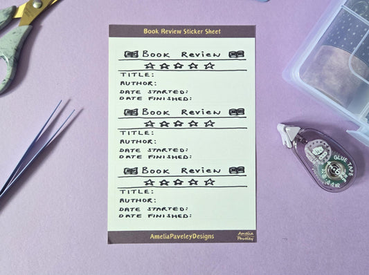 Book Review Sticker Sheet | Reading Tracker Stickers | Planner Stickers for Book Lovers | Journal Stickers | Book Rating Stickers