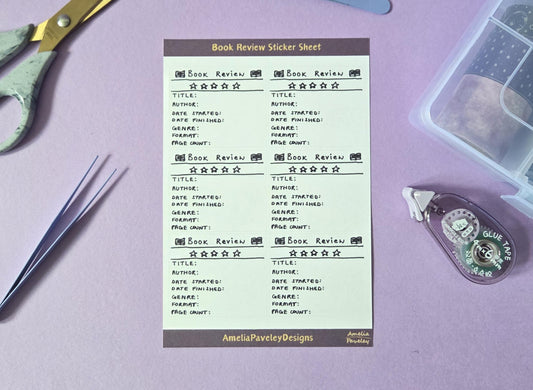 Book Review Mini Sticker Sheet | Reading Tracker Stickers | Planner Stickers for Book Lovers | Journal Stickers | Book Rating Stickers