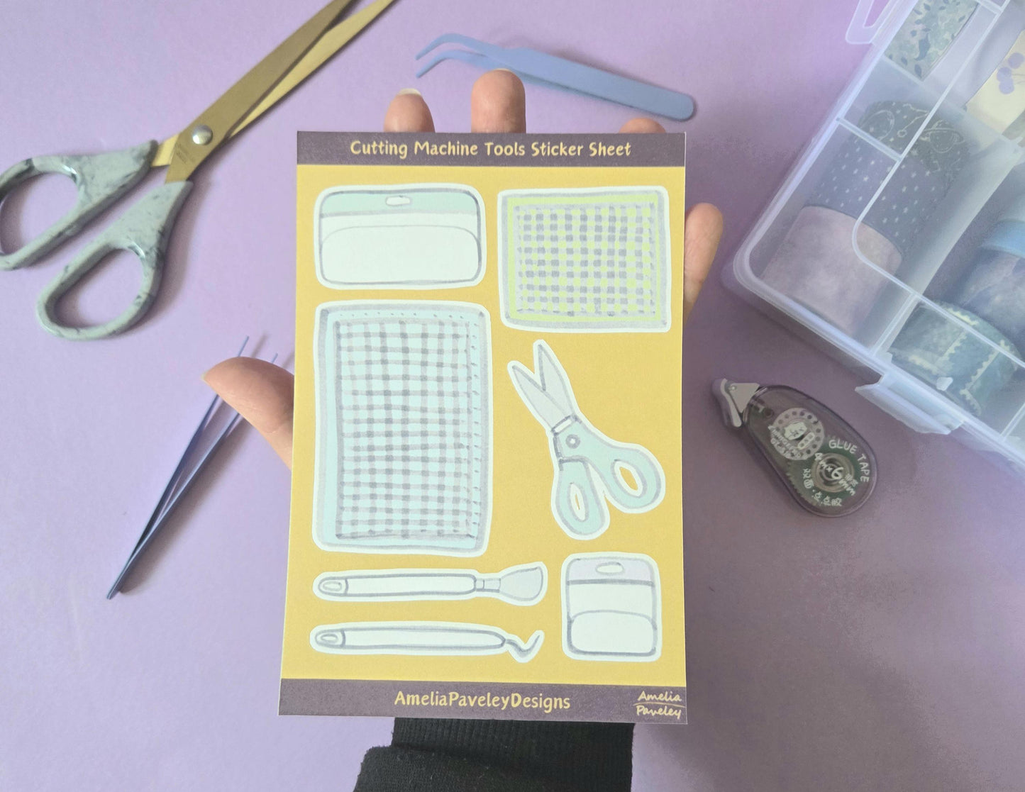 Cute Hand Drawn Cricut Tools Stickers - Craft Lover Sticker Sheet, Junk Journal Supplies, Scrapbook & Planner Stickers for Crafters