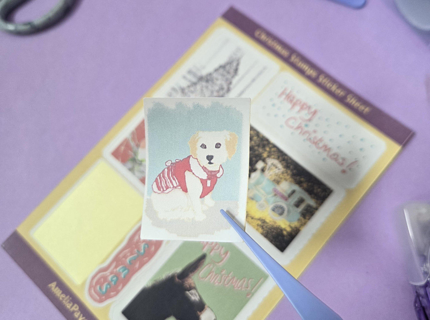 Vintage Christmas Stamps Sticker Sheet: Festive Holiday Planner Stickers