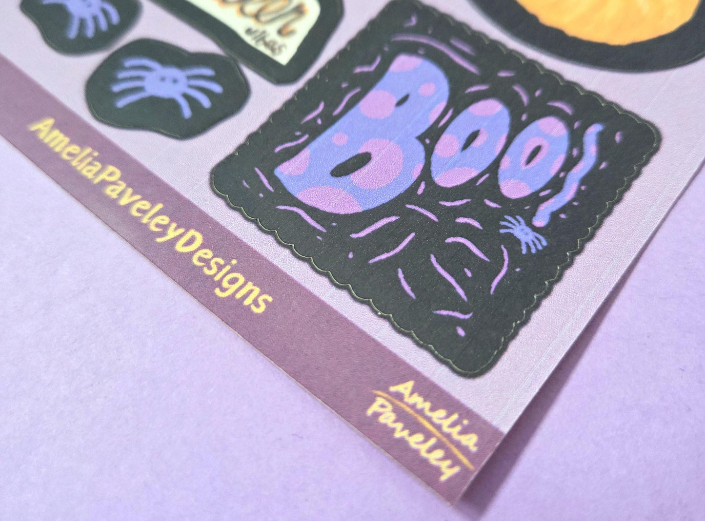 Halloween Sticker Sheet: Spooky Cat, Pumpkin, Owl - Autumn Vibes