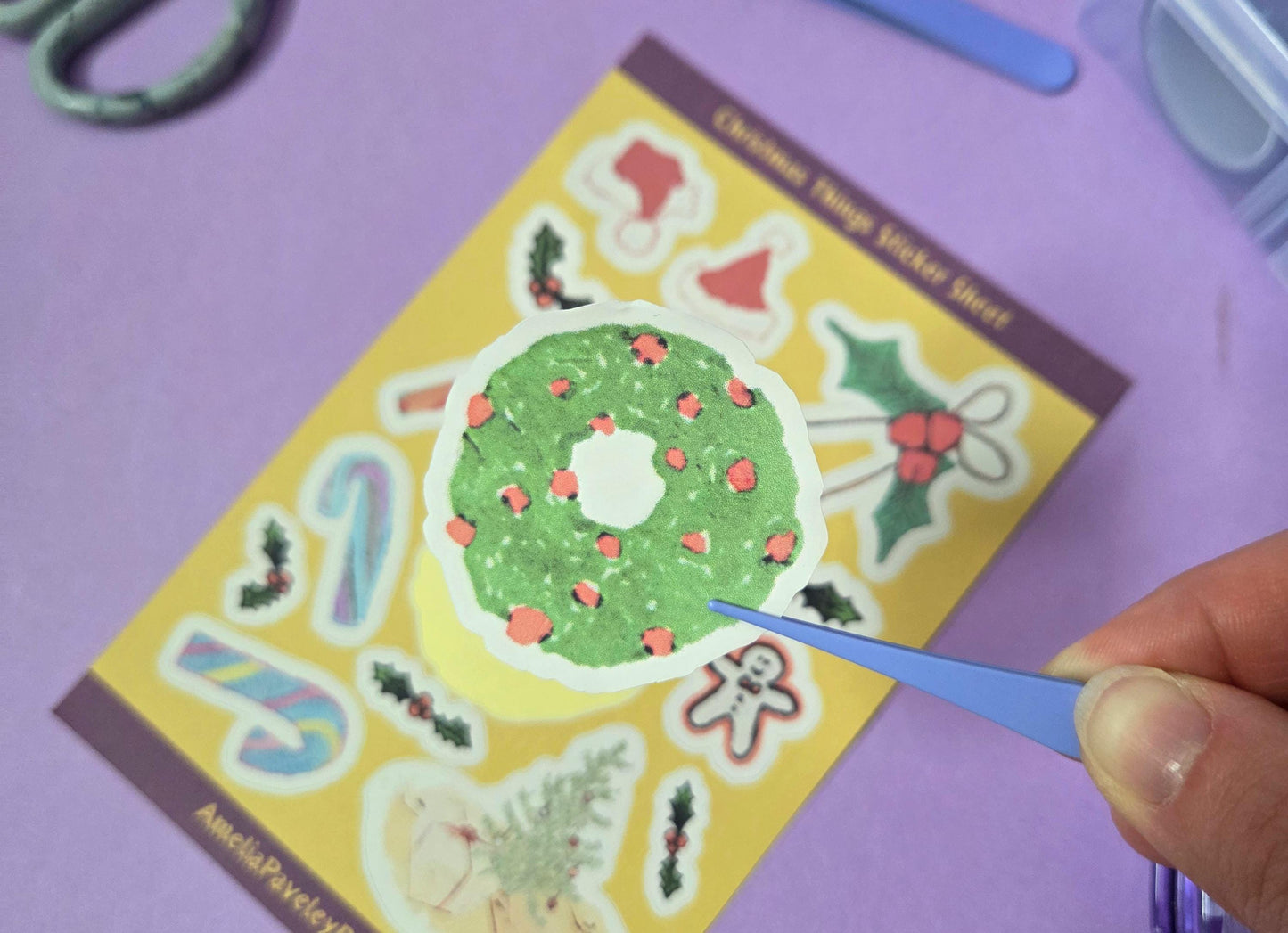 Christmas Things Sticker Sheet – Festive Xmas themed stickers for Planners, Junk Journals & Crafts