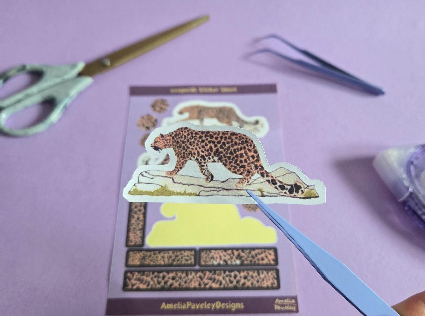 Leopard Sticker Sheet | Animal Print Stickers for Journals, Scrapbooks & Planners | Big Cat Stickers, Safari Aesthetic