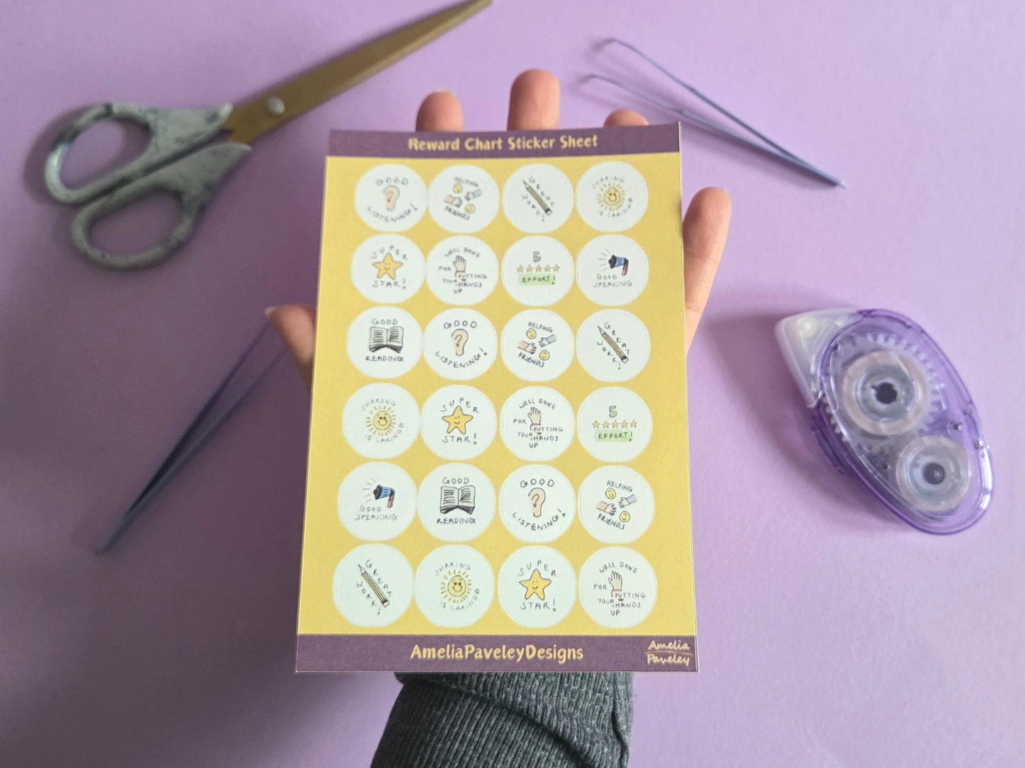 Reward Chart Sticker Sheet for Kids | Classroom Reward Stickers for Teachers & Parents | Positive Behaviour Stickers