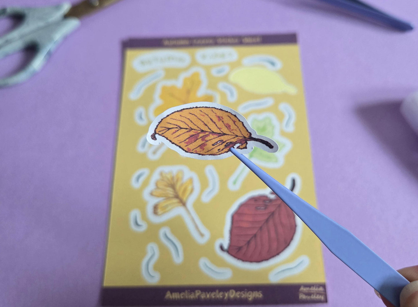 Autumn Leaves Sticker Sheet | Fall Aesthetic Stickers for Journals & Planners | Cozy Autumn Stickers, Scrapbooking Stationery Lovers