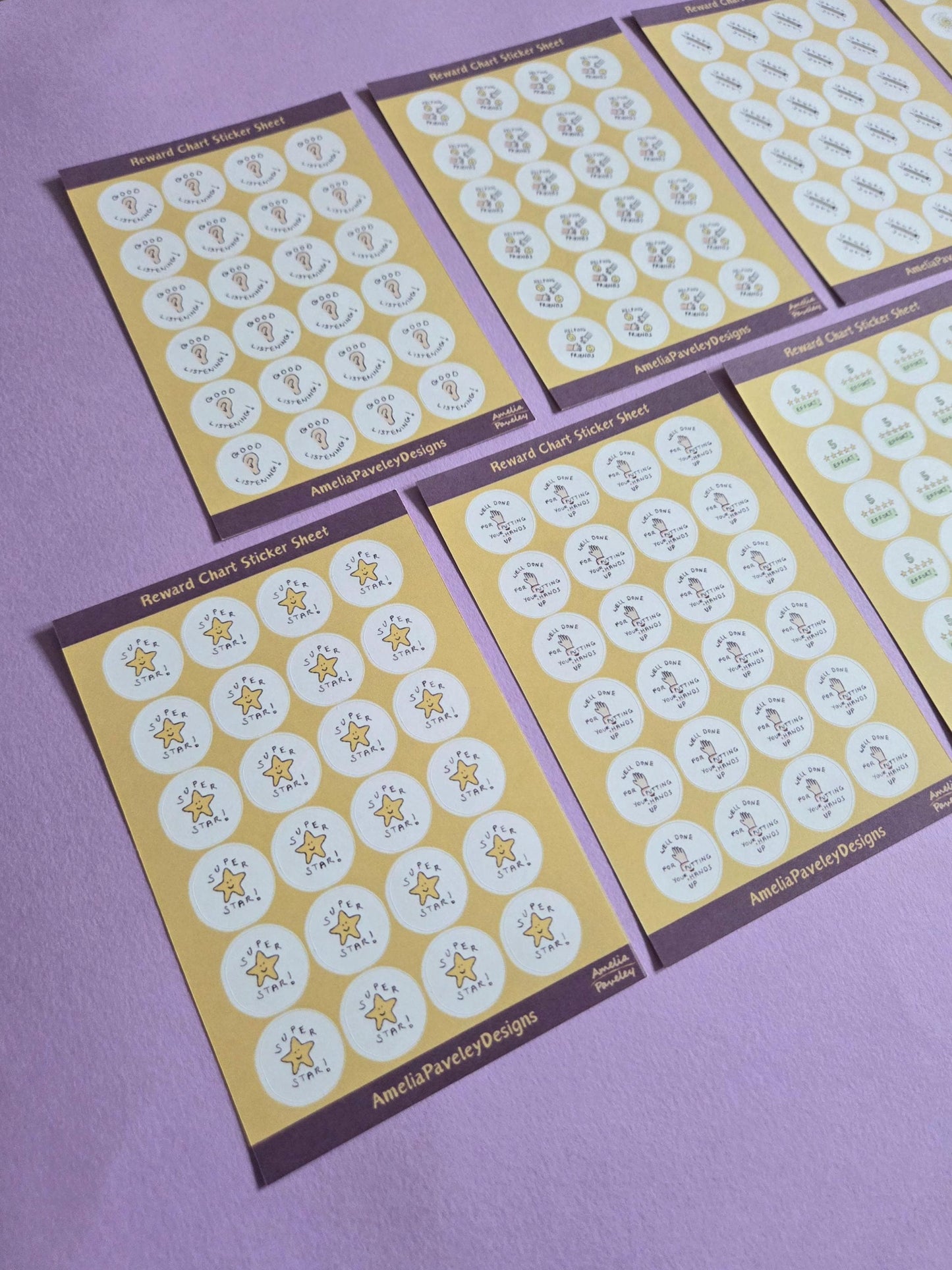 Reward Chart Stickers Bundle | Classroom Reward Stickers Set | Teacher & Parent Motivation Stickers | Super Star, Good Listening, Well Done