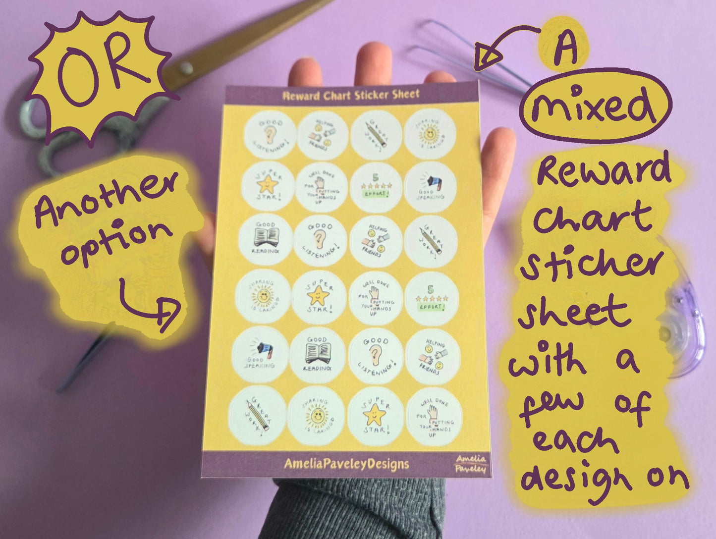 Sharing is Caring Reward Stickers | Classroom Kindness Stickers for Kids | Positive Behaviour Chart Stickers | Smiley Sun Design