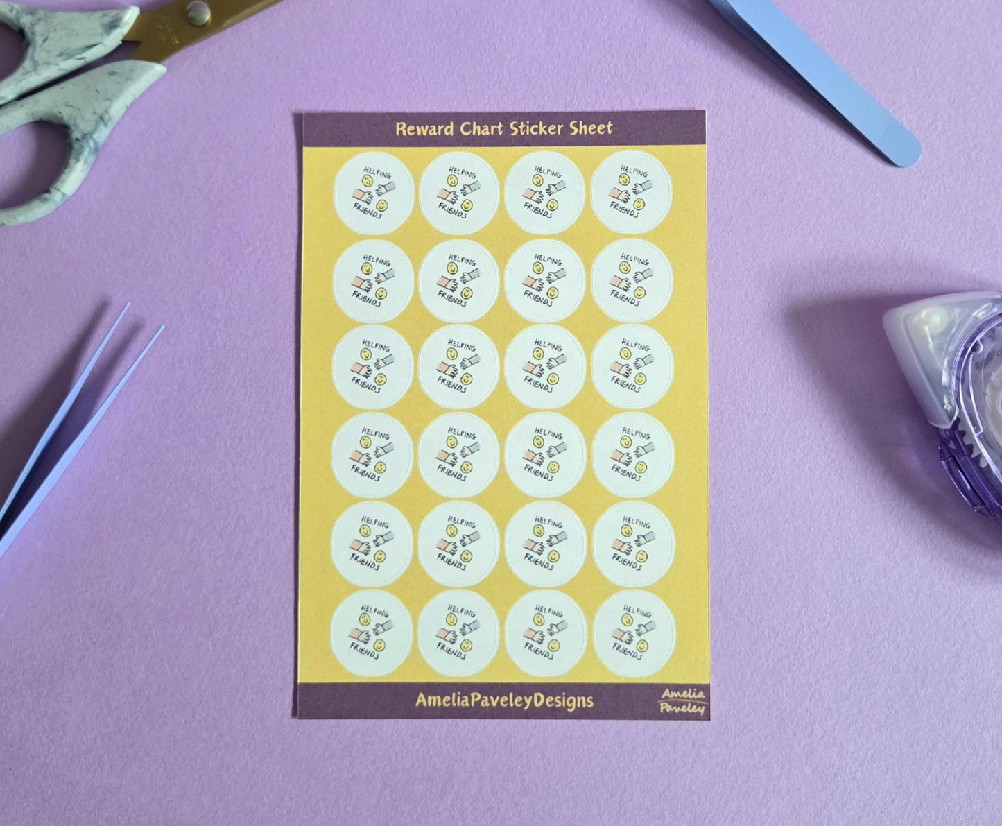 Helping Friends Reward Stickers | Classroom Reward Chart Stickers for Kids | Positive Behaviour & Kindness Stickers