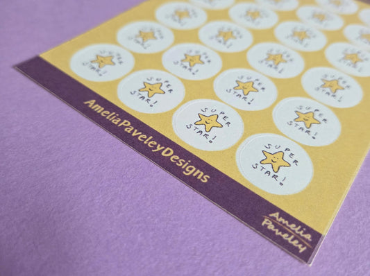 Super Star Reward Stickers | Classroom Reward Chart Stickers for Kids | Positive Behaviour & Achievement Stickers | Smiley Star Design