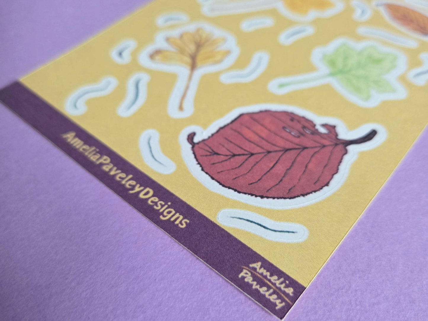 Autumn Leaves Sticker Sheet | Fall Aesthetic Stickers for Journals & Planners | Cozy Autumn Stickers, Scrapbooking Stationery Lovers