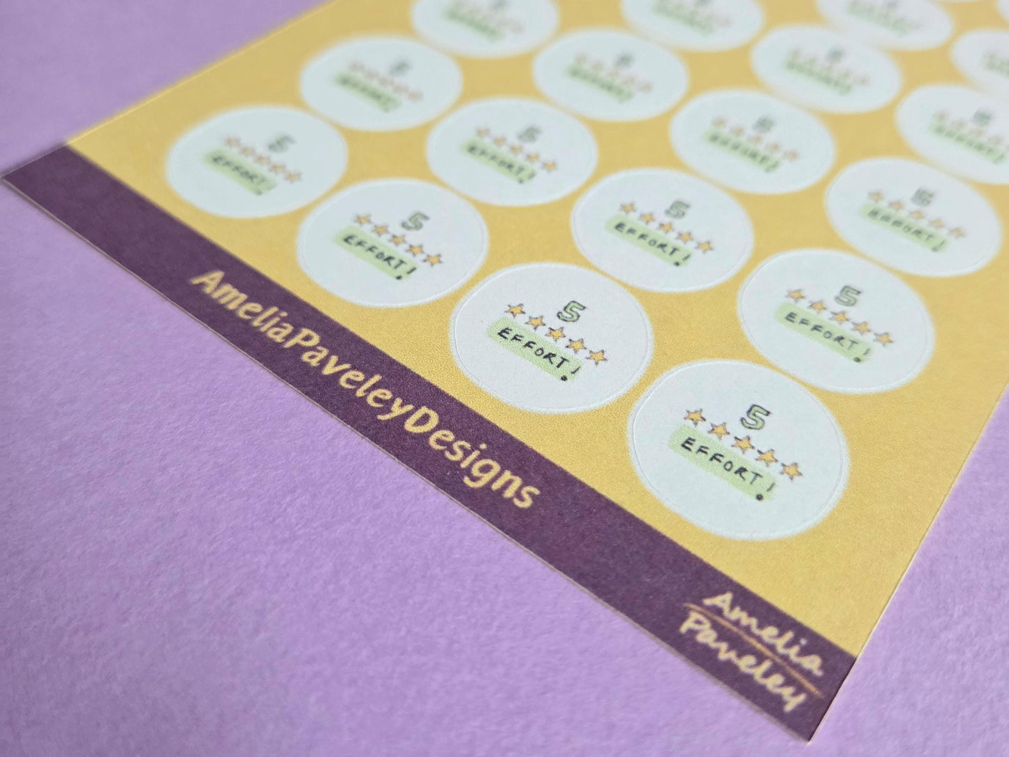 5 Star Effort Reward Stickers | Classroom Reward Chart Stickers for Kids | Positive Behaviour & Achievement Stickers | Star Illustration