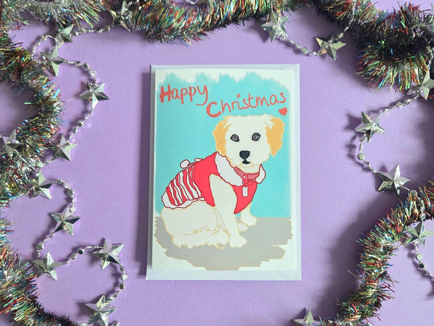 Cavapoo Christmas Card | Illustrated Dog Holiday Greeting (A6)