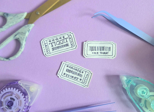 Retro Ticket Stickers | Set of 3 Vintage Die Cut Stickers