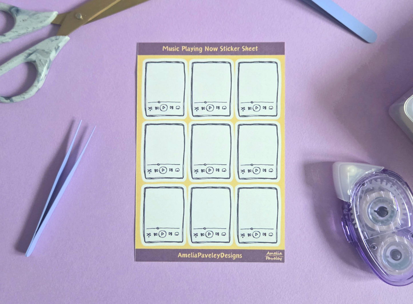 Retro Playlist Planner Stickers | Mini “Playing Now” Sticker Sheet A5, Black & White Matte Stickers for Bullet Journals, Planners Scrapbook