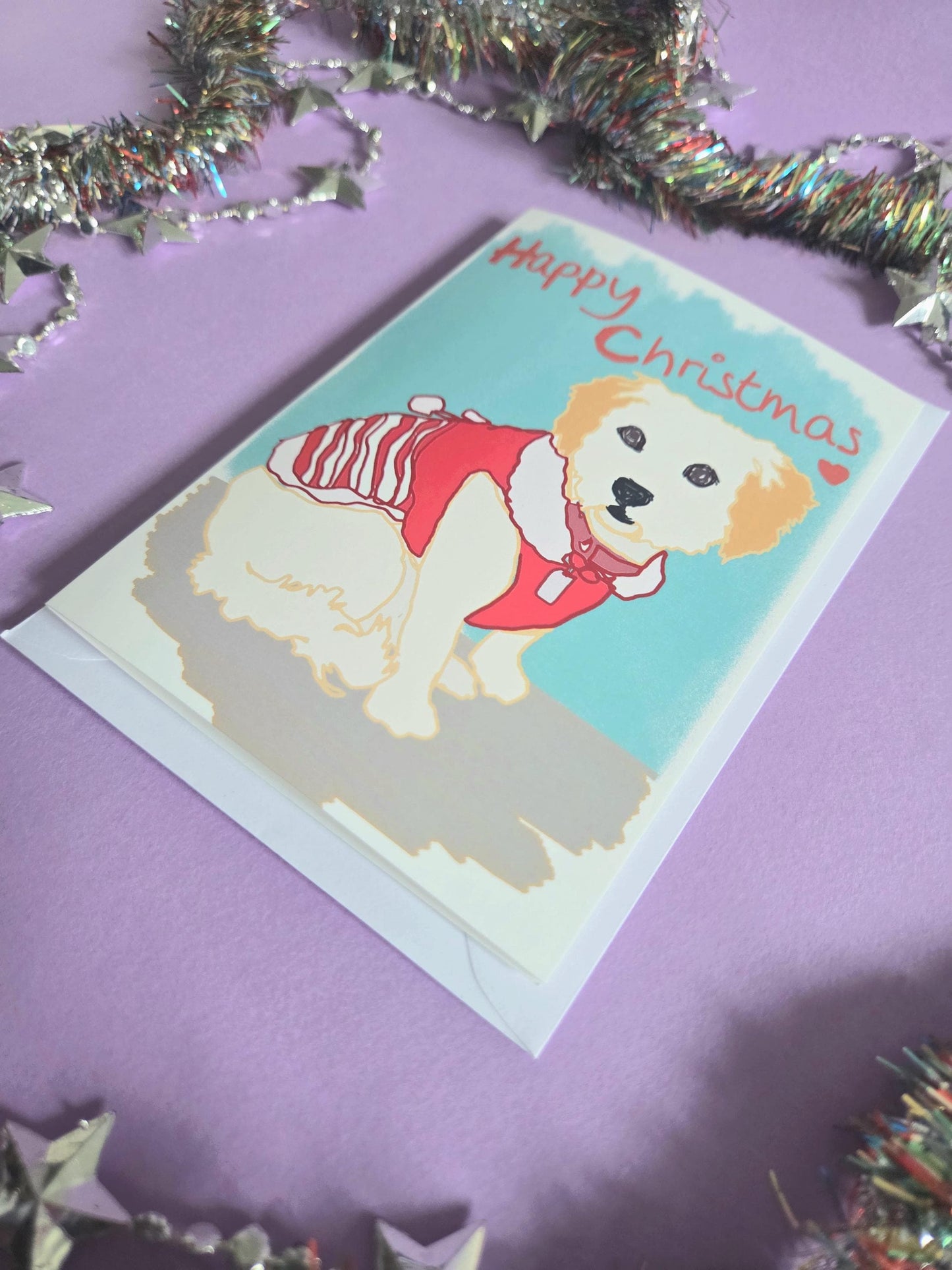 Cavapoo Christmas Card | Illustrated Dog Holiday Greeting (A6)