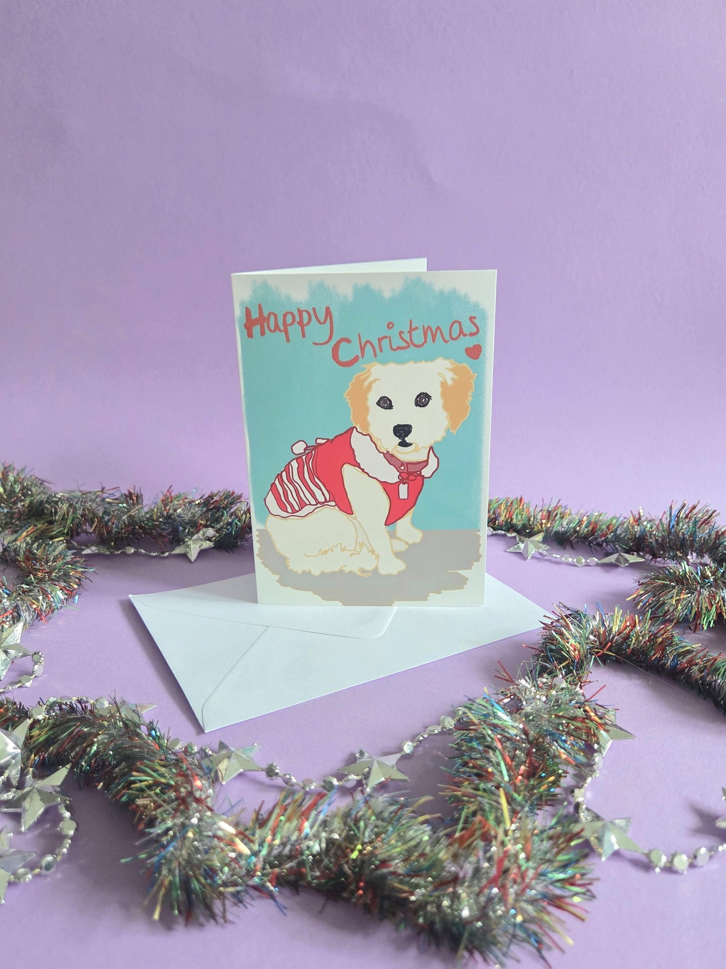 Cavapoo Christmas Card | Illustrated Dog Holiday Greeting (A6)