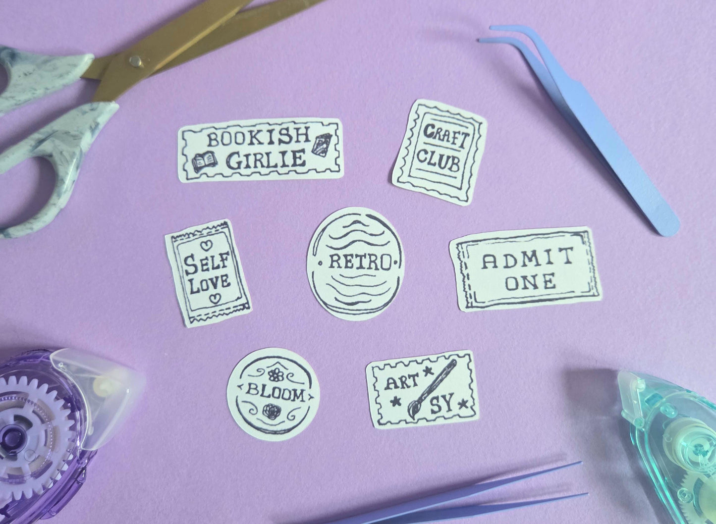 Retro Black and White Sticker Set | Vintage Journal Stickers