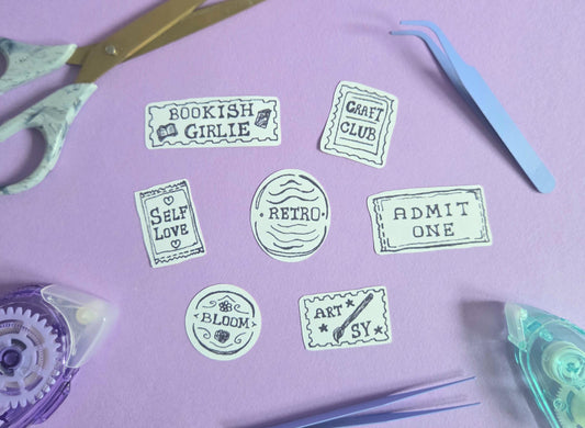 Retro Black and White Sticker Set | Vintage Journal Stickers