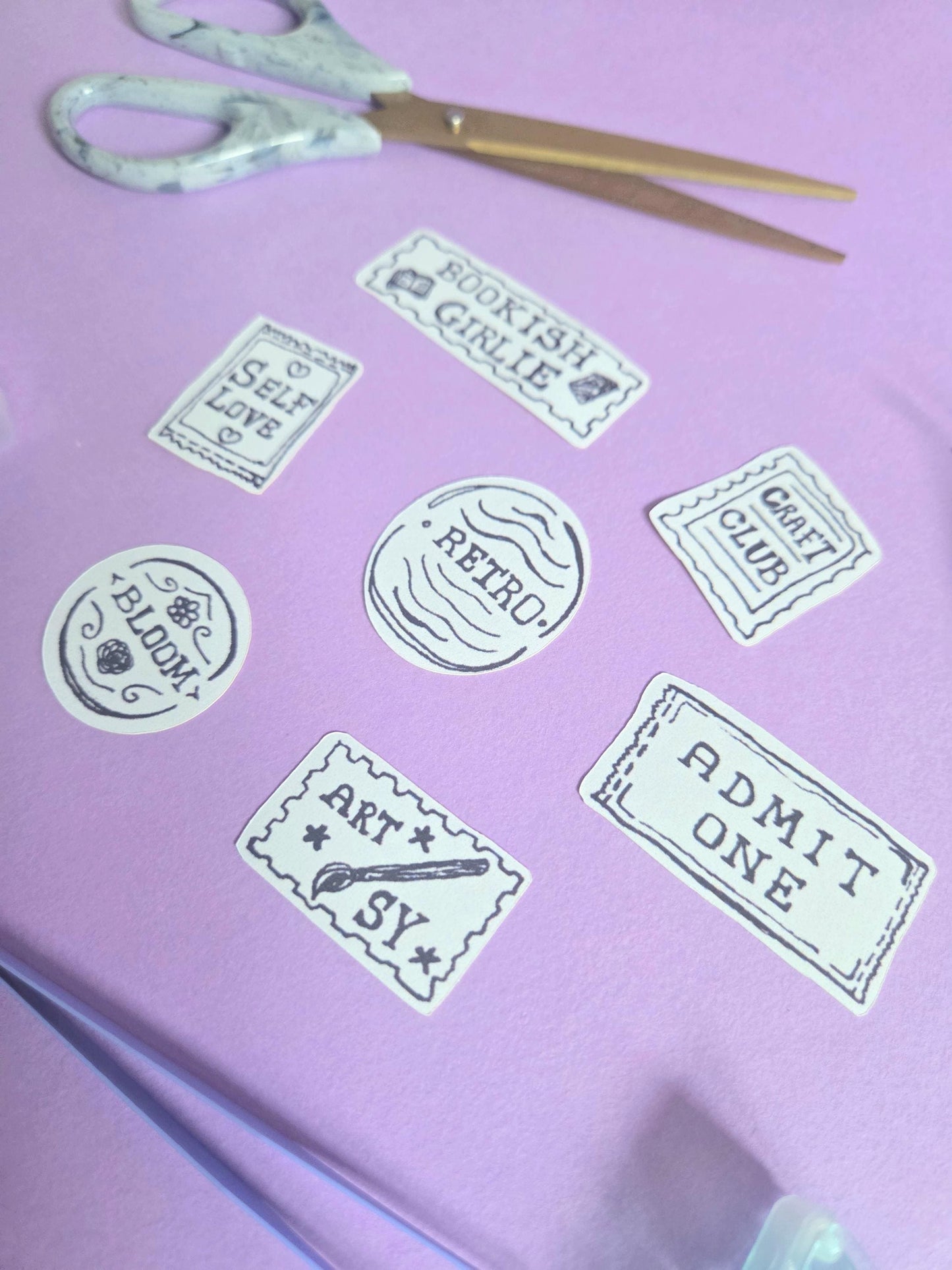 Retro Black and White Sticker Set | Vintage Journal Stickers
