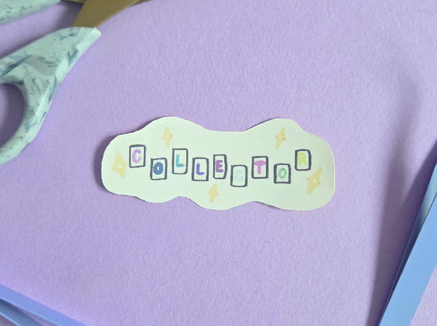 Ransom Letter Style “Collector” Sticker | Colourful Die Cut Glossy Sticker | Handmade Aesthetic Word Sticker for Journals, Scrapbooks