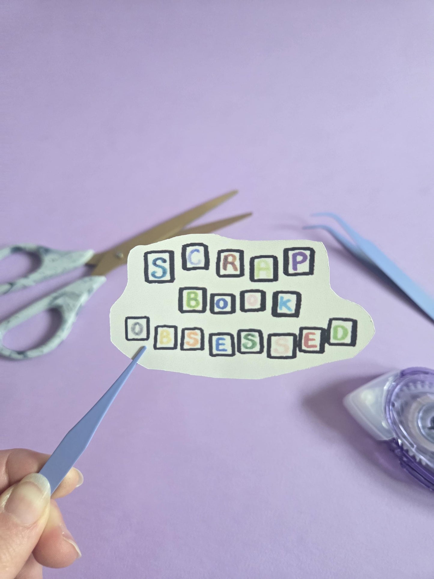 Scrapbook Obsessed Ransom Letter Sticker, Colourful Glossy Die Cut Sticker for Journals, Scrapbook Craft Lovers, Handmade Collage Style