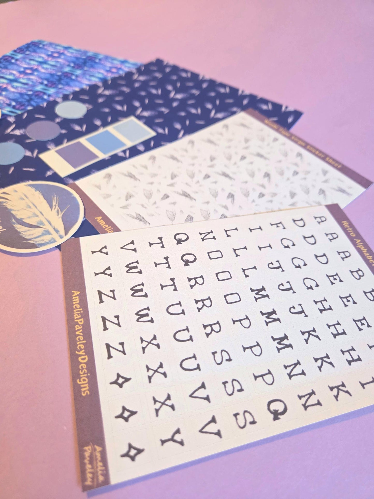 Blue Ethereal Junk Journal Kit | Scrapbooking Starter Kit with Feathers & Wolf Theme | Letterbox Craft Gift