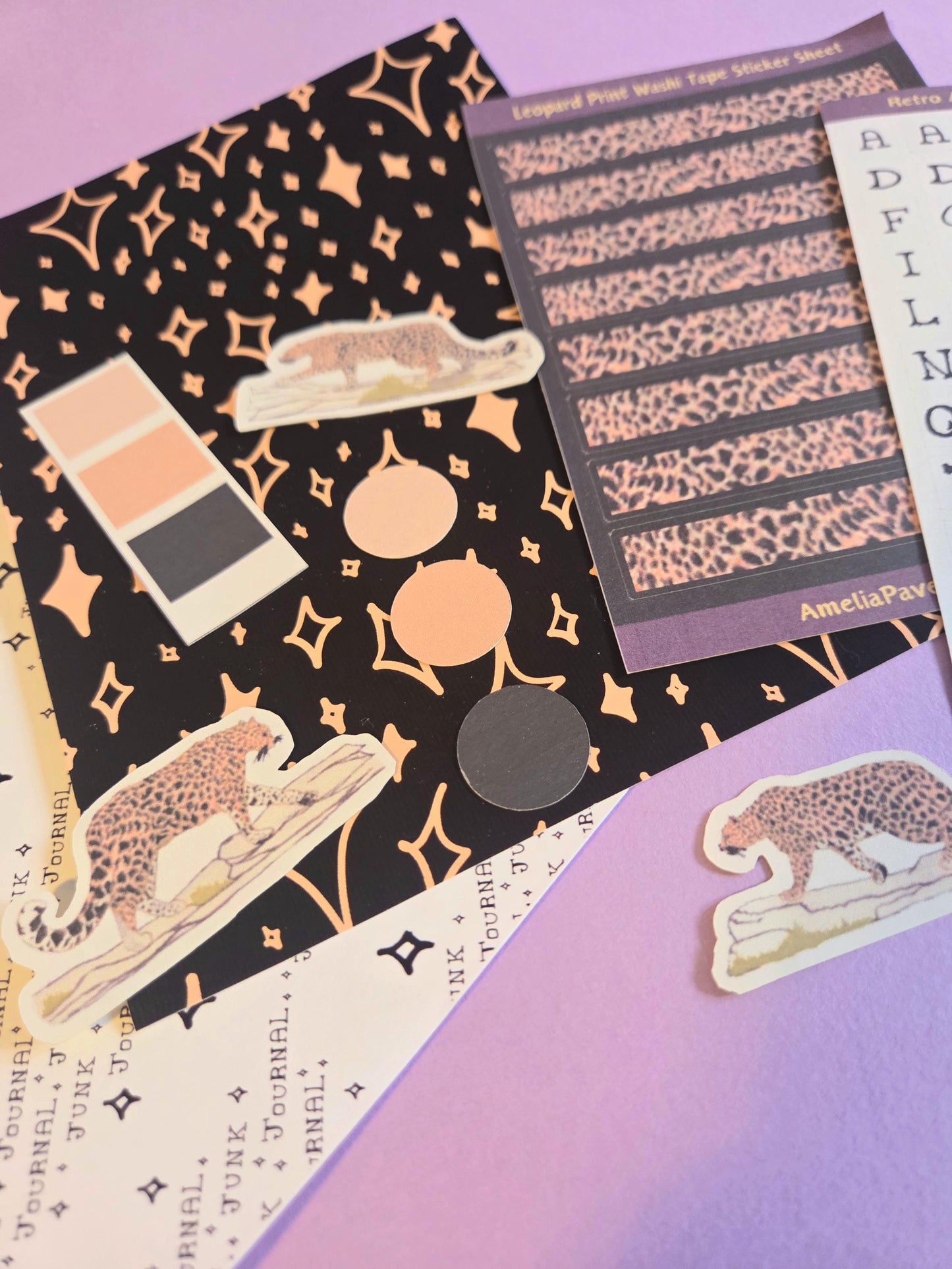 Leopard Junk Journal Kit | Black & Tan Scrapbooking Kit | Animal Print Journaling Starter Kit | Letterbox Craft Gift