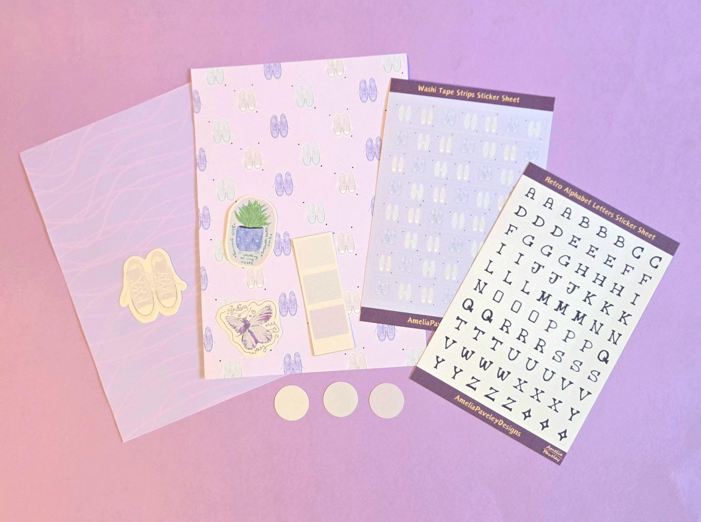 Lilac Junk Journal Kit | Girlie Scrapbooking Kit | Butterfly Trainors Sticker Journal Set | Purple Journaling Starter Pack