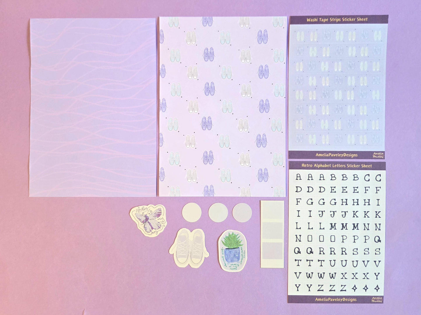 Lilac Junk Journal Kit | Girlie Scrapbooking Kit | Butterfly Trainors Sticker Journal Set | Purple Journaling Starter Pack