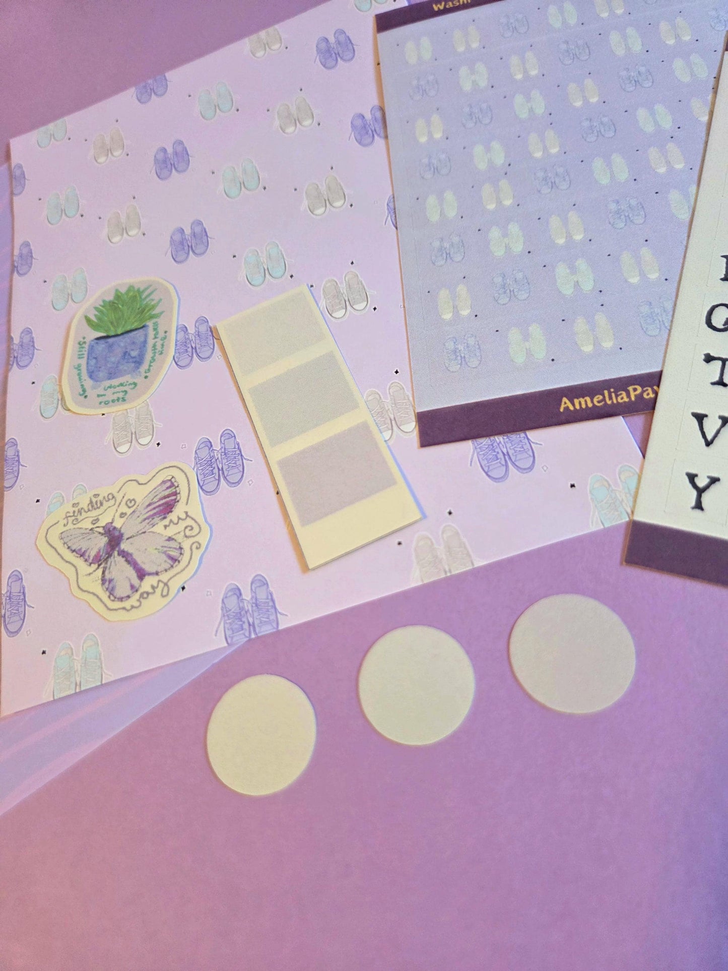 Lilac Junk Journal Kit | Girlie Scrapbooking Kit | Butterfly Trainors Sticker Journal Set | Purple Journaling Starter Pack