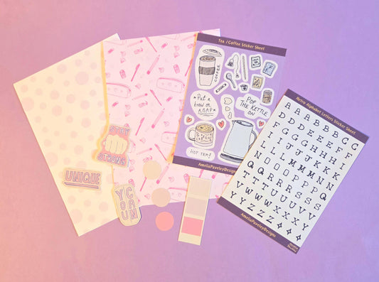 Pink Junk Journal Kit | Girlie Scrapbooking Kit | Feminine Journaling Starter Pack | Letterbox Craft Gift