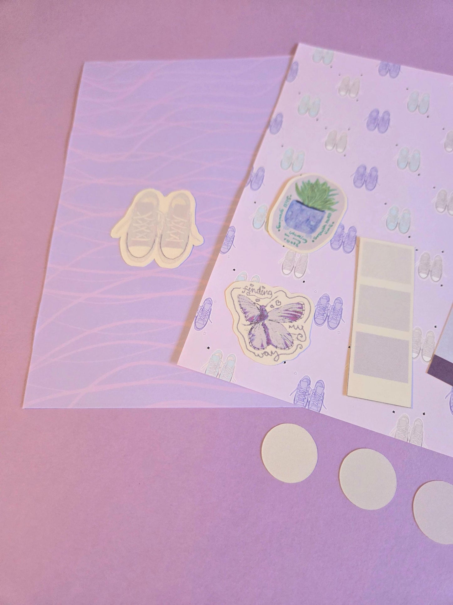 Lilac Junk Journal Kit | Girlie Scrapbooking Kit | Butterfly Trainors Sticker Journal Set | Purple Journaling Starter Pack