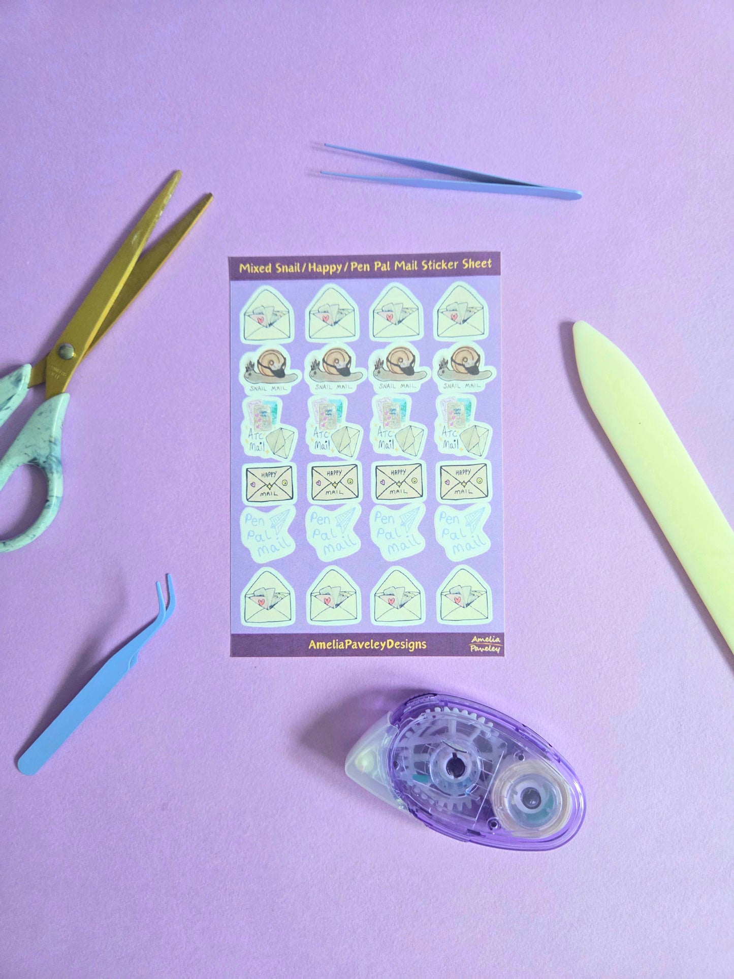 MIXED Happy Snail, Happy, Pen Pal Mail Sticker sheet