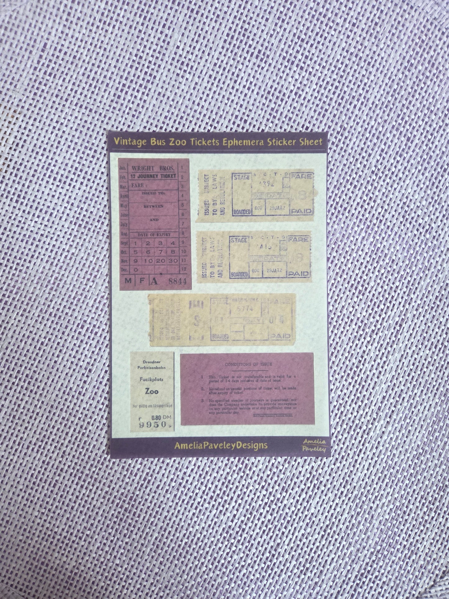 Vintage Bus & Zoo Ticket Washi Effect Sticker Sheet | Vintage Ephemera | Junk Journal & Scrapbooking
