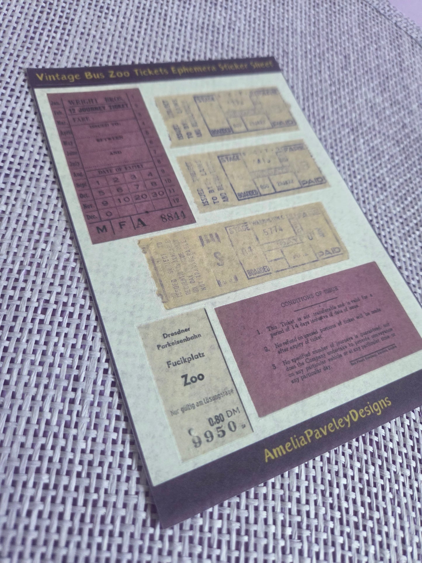 Vintage Bus & Zoo Ticket Washi Effect Sticker Sheet | Vintage Ephemera | Junk Journal & Scrapbooking
