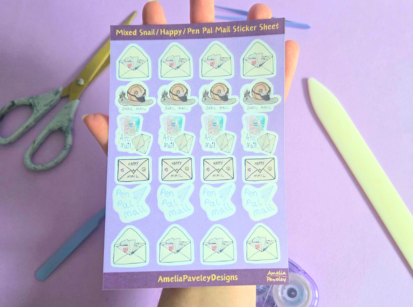 MIXED Happy Snail, Happy, Pen Pal Mail Sticker sheet