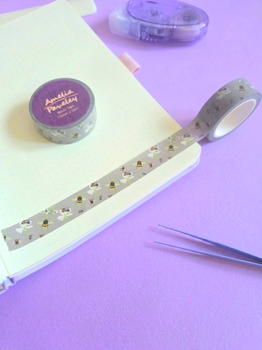 Bees print washi tape 15mm x 10m