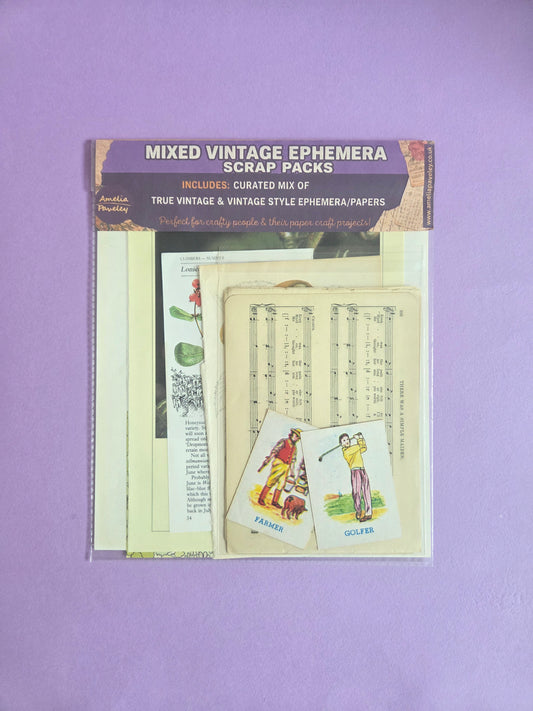Curated Mixed Vintage Ephemera Scrap Pack 06