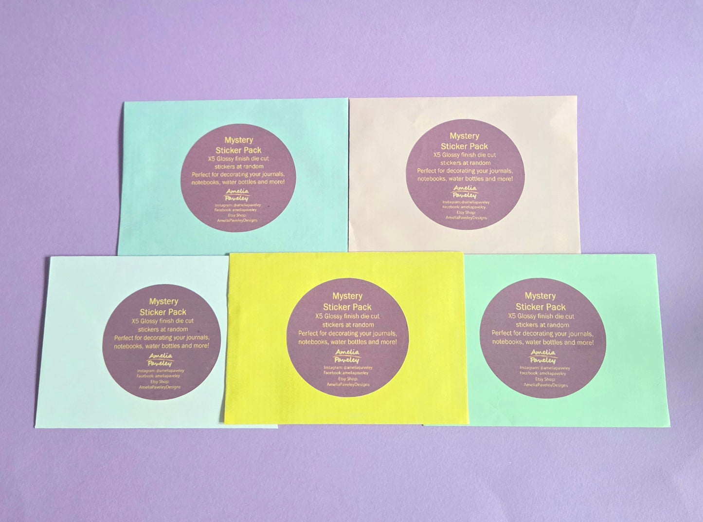 Mini Sticker Mystery Pack | Cute Pastel Stationery Surprise | Mixed Die Cut Stickers, Journal Stickers, Scrapbook Stickers