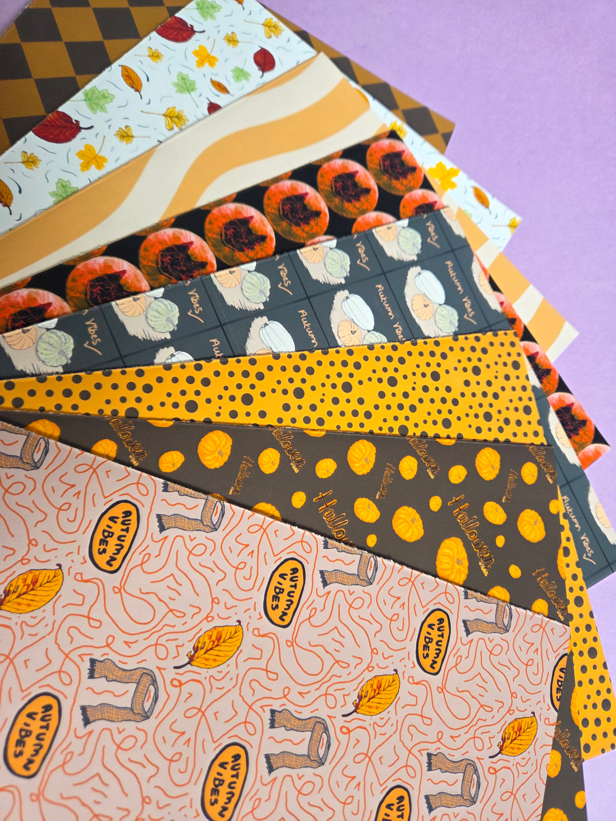 Autumn Halloween Scrap Paper Pack – A5 Seasonal Junk Journal & Scrapbooking Papers (Set of 8)